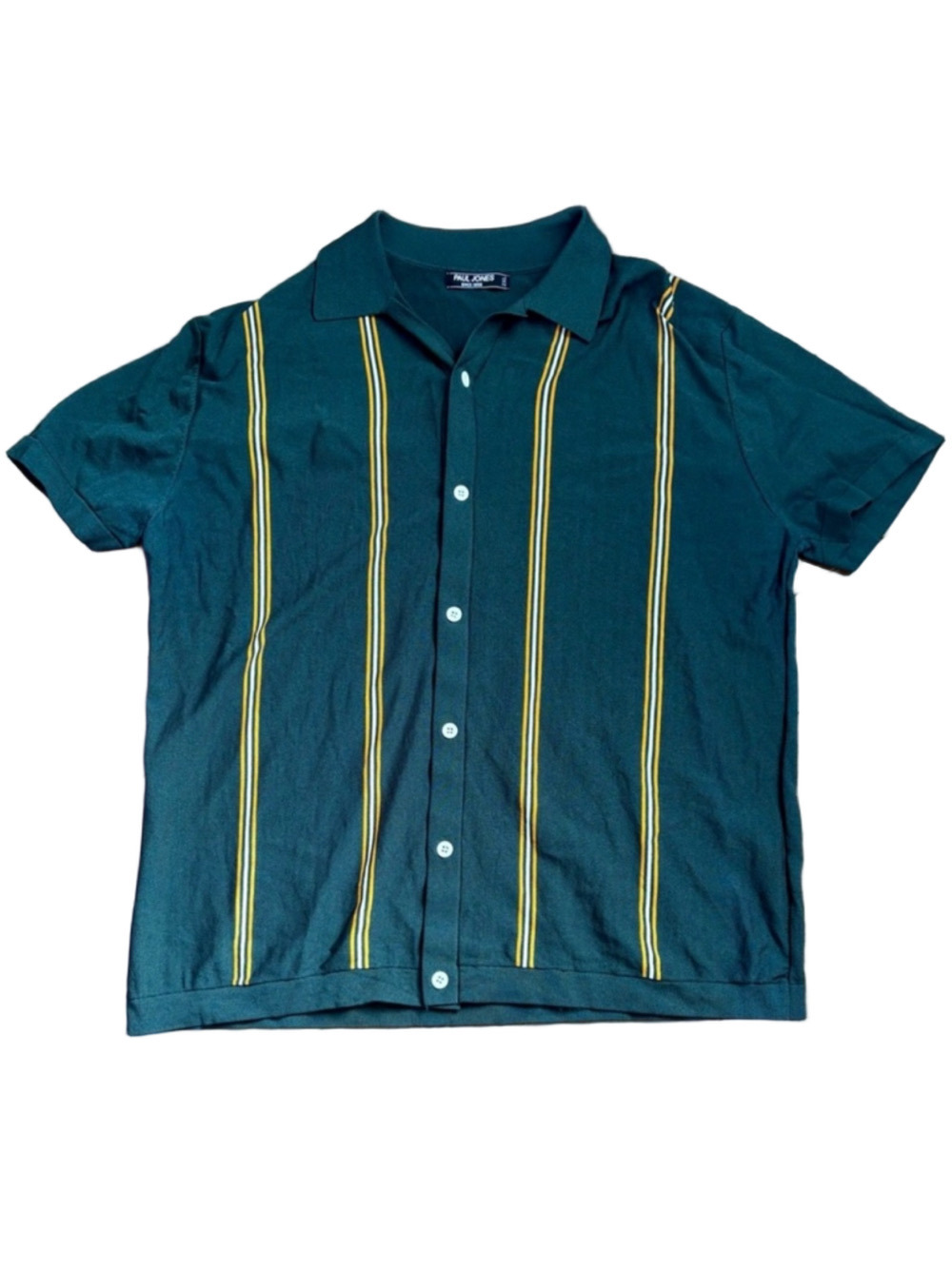 Paul Jones Casual Shirt with Green and Yellow Stripes